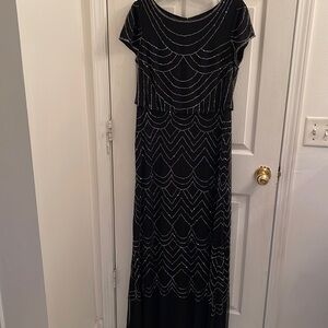 Adrianna Papell Scalloped Beaded Blouson Gown